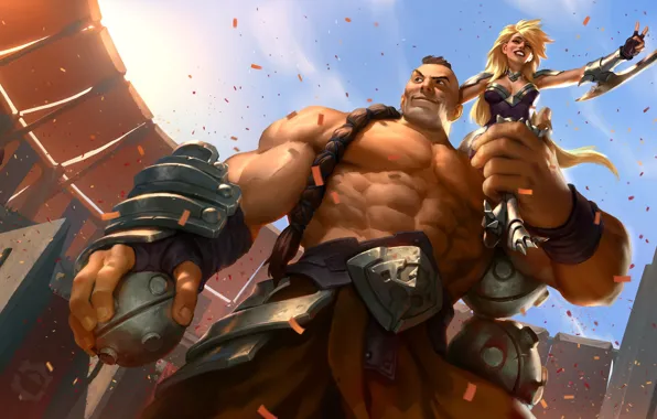 Girl, weapons, man, arena, Legends of Runeterra