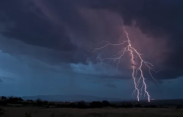 Clouds, nature, lightning, view, the evening