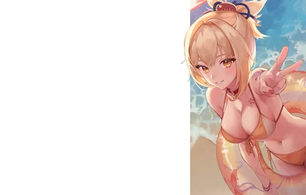 Girl, hot, sexy, boobs, sexy girl, anime, pretty, blonde