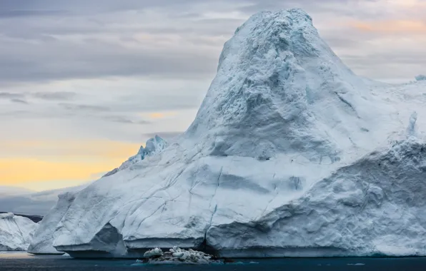 Ice, winter, sea, the sky, clouds, snow, ice, glacier