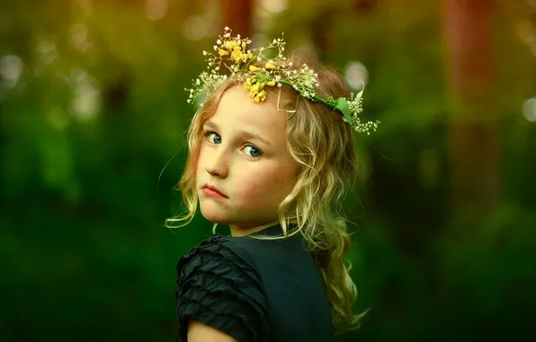 Picture look, background, mood, portrait, girl, wreath