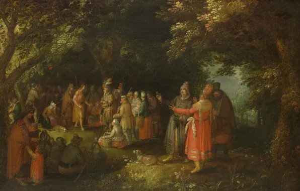 Oil, picture, mythology, The Preaching Of John The Baptist, David Vinckboons, 1610, David Vinckboons