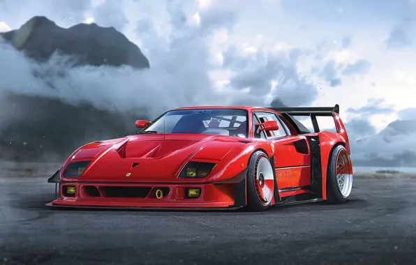 Concept, Ferrari, Red, F40, Car, by Khyzyl Saleem
