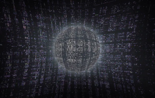 Ball, round, glow, space abstraction, curvature of space