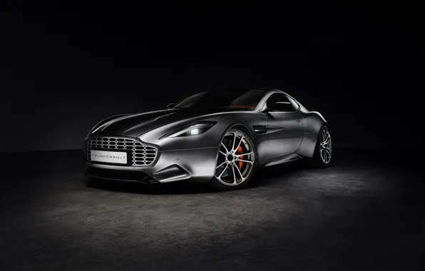 Aston Martin, Black background, Silver, Thunderbolt, 2015, galpin