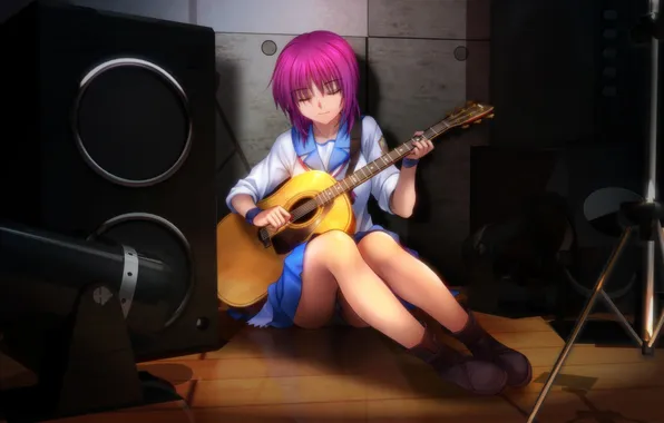 Girl, guitar, anime, art, form, schoolgirl, Studio, angel beats!