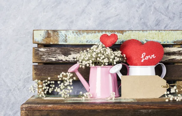 Love, flowers, heart, red, love, vintage, heart, wood