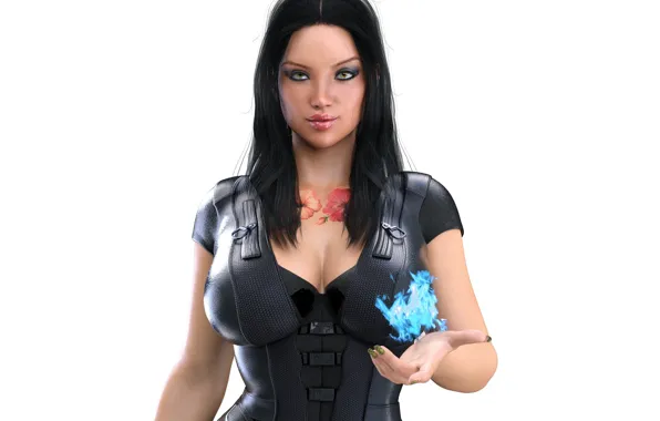 Girl, white background, 3D graphics