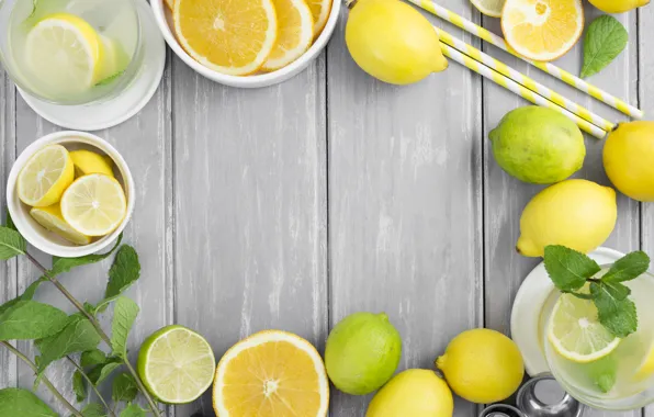 Picture lemon, lime, citrus, drink, citrus, mint, lemonade