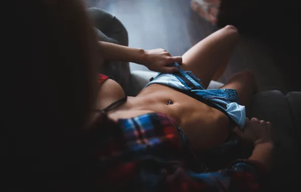 Sexy, pose, model, body, shorts, figure, piercing, shirt