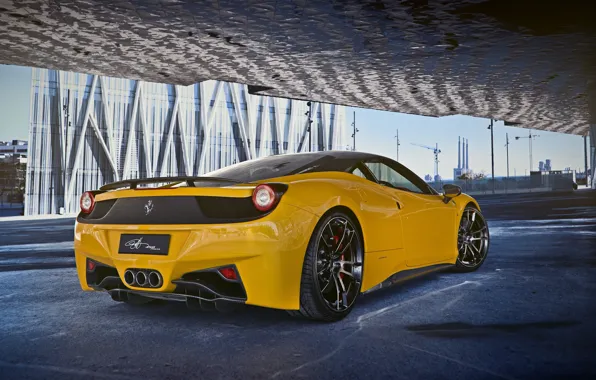 Picture Italy, Yellow, Yellow, Ferrari, 458, Rear, Supercar, Ass