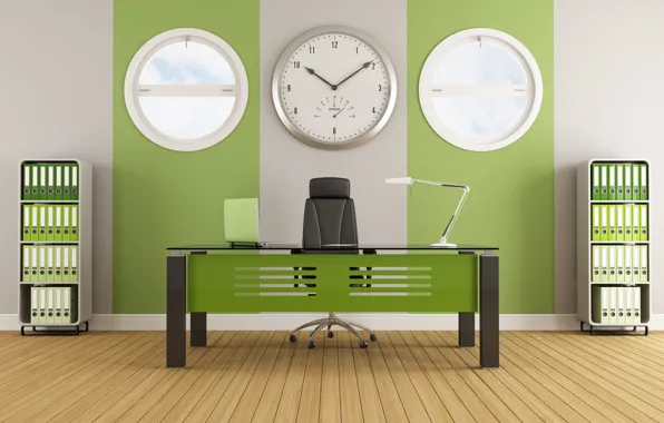 Green, interior, modern, office, Green, interior, office, contemporary