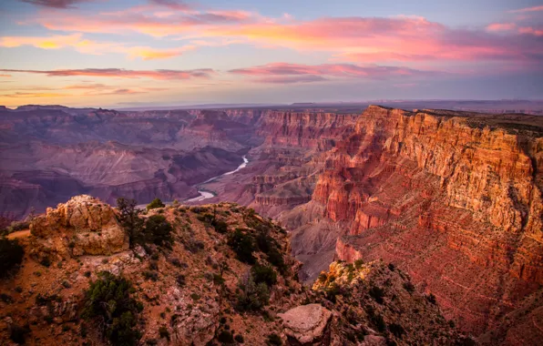 Mountains, river, stones, rocks, canyon, panorama, USA, Grand Canyon