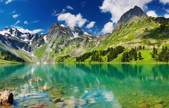 Picture blue, beautiful, calm, clouds, clear, clarity, desolate, Altai