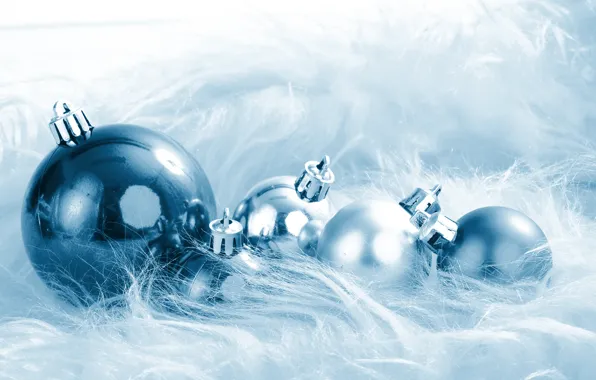 Balls, Christmas decorations, blue pile