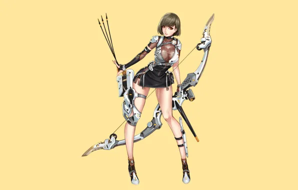 Girl, Sexy, Art, Minimalism, Characters, Ren Wei Pan, Archer09, Cyborg Hunter
