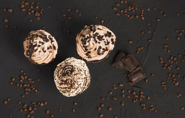 Chocolate, cream, dessert, cakes, cupcakes