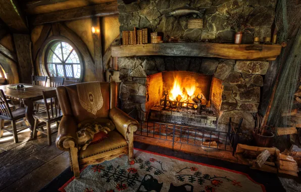 Picture design, photo, interior, chair, fireplace