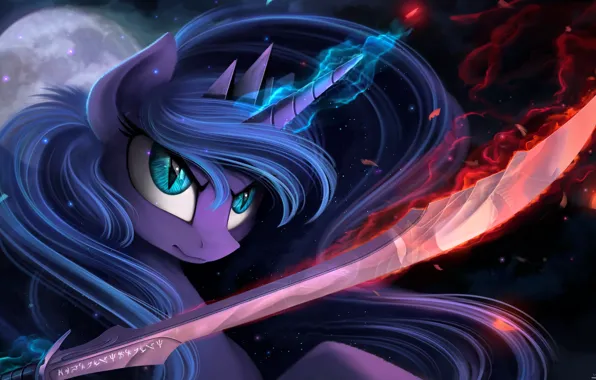 Picture the moon, sword, mlp