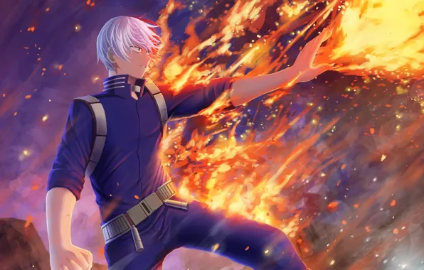 Fire, hero, guy, student, fad, My Hero Academia, Boku No Hero Academy, Todoroki Shoto