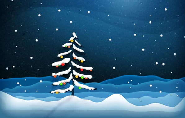 Snow, decoration, tree, new year
