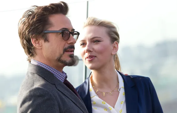 Celebrity, Scarlett Johansson, glasses, blonde, Scarlett Johansson, actors, iron man, Iron Man