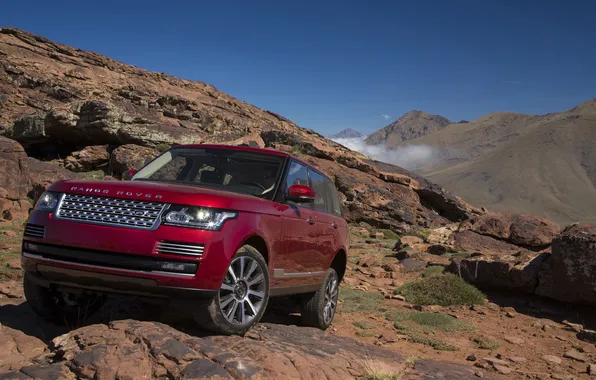 Mountains, jeep, Land Rover, Range Rover, the front, Range Rover, Land Rover, rock.the sky