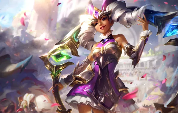 Picture smile, weapons, the game, game, blurred background, League of Legends, LOL, Diana