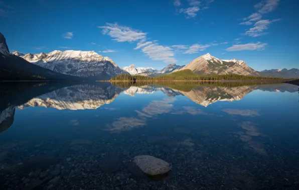 Picture mountains, lake, reflection, Canada, Albert, Alberta, Canada, Canadian Rockies