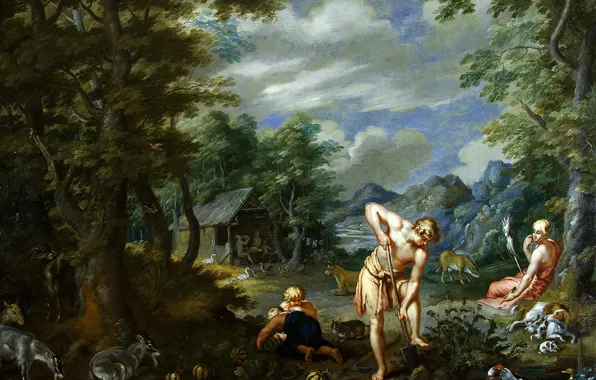 Picture picture, mythology, Jan Brueghel the younger, Adam at work in the Field