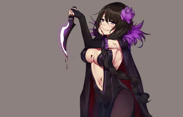 Picture girl, blood, dagger, anime, art, re zero kara hajime chip isek or seikatsu