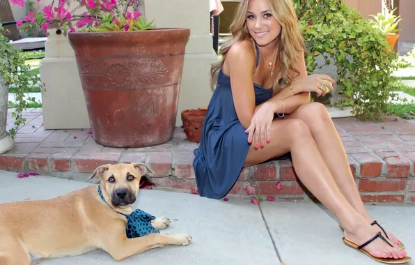 Girl, dog, sedit
