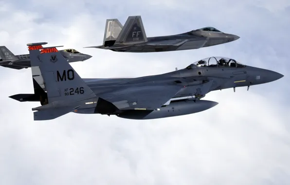 Picture F-22, Raptor, F-15, UNITED STATES AIR FORCE, Lightning II, F-35, Strike Eagle, U.S. Air Force