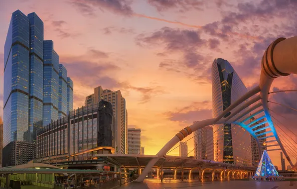 Sunset, the city, Thailand, Bangkok, Thailand, structure, Bangkok