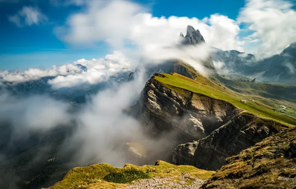 Picture clouds, mountains, rocks, Alps