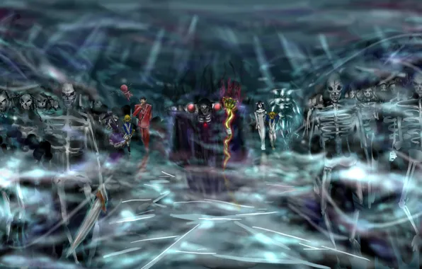 Army, Overlord, Undead, art, Albedo, Beautiful Sea Flower, Demiurge, Ainz Ooal Gown