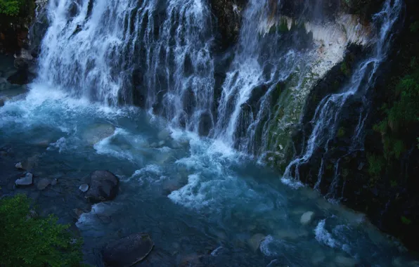 River, stones, waterfall, the bottom, the evening