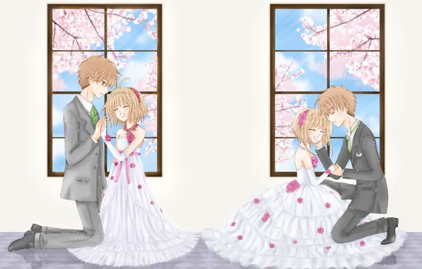 Pair, girl, guy, Card Captor Sakura, Sakura - collector cards