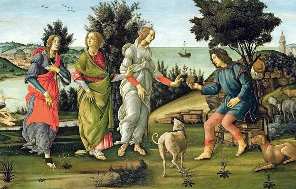 Picture, mythology, Sandro Botticelli, The Judgment Of Paris