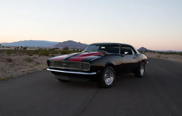 Picture Camaro, Black, Chevy, 1968, Road