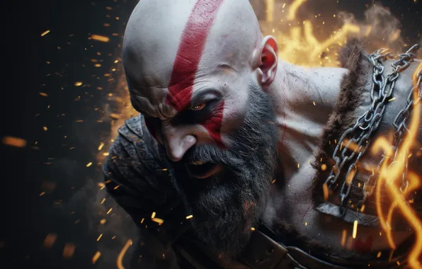 Fire, flame, god of war, weapon, kratos, sony, snow, blow