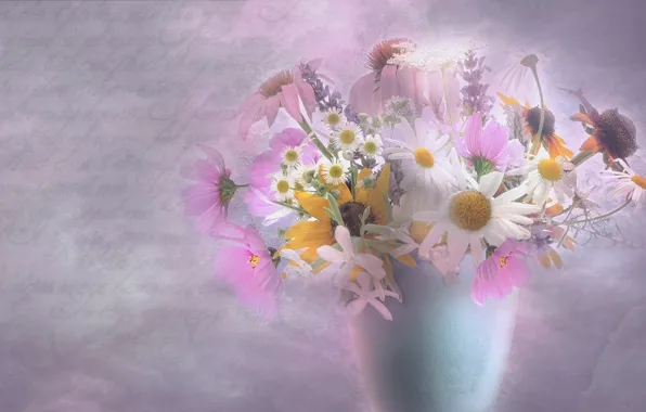 Flowers, bouquet, picture, vase