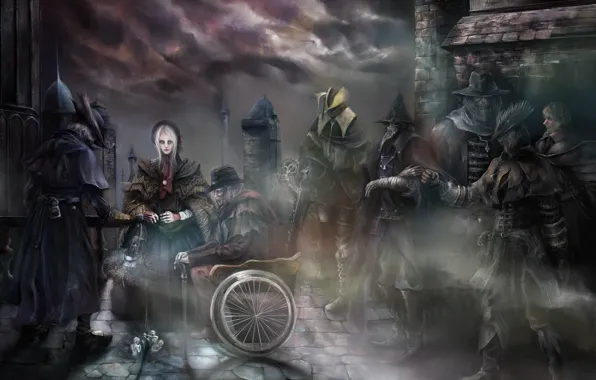 Girl, the city, smoke, Doll, monsters, male, Art, Hunter
