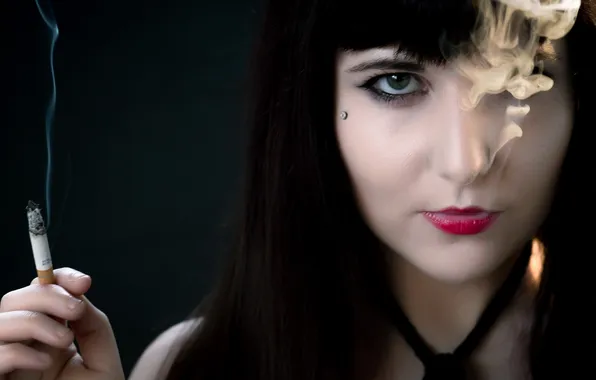 Girl, smoke, cigarette