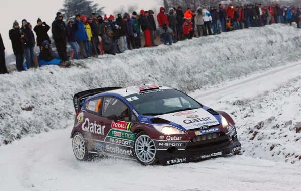 Picture Ford, Winter, Snow, People, Ford, Skid, WRC, Rally