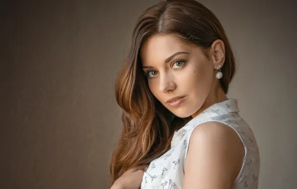 Look, girl, pose, photo, model, hair, earrings, brown hair