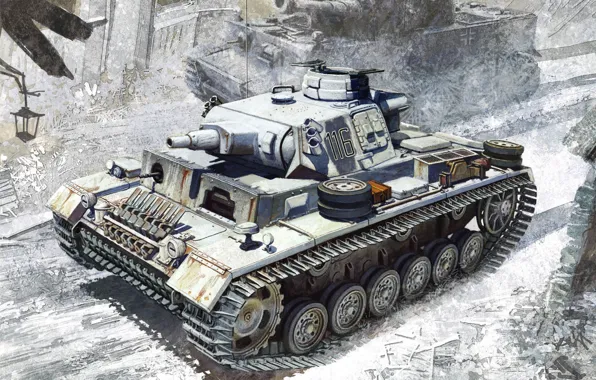 Figure, Ausf.N, Medium tank, Leningrad 1943, w/winter tracks, s. Pz.Dept.502, German, Pz.Kpfw.III
