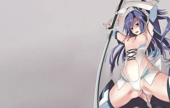 Girl, sword, sexy, thighhighs, erect nipples, long hair, legs, nipples