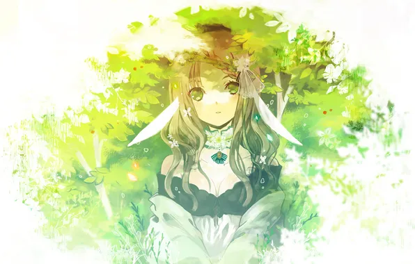 Forest, girl, flowers, braid