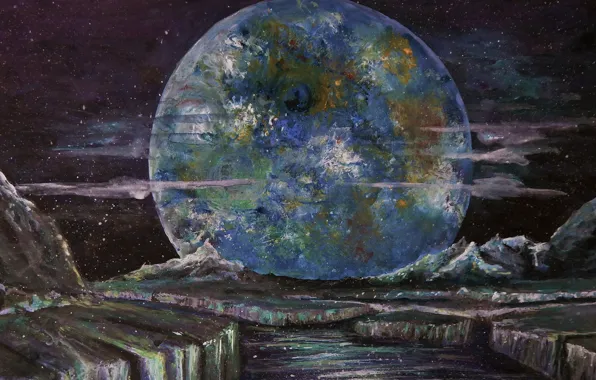 Stars, Planet, Space, Art, Planet, Surface, Bruno Zumbo Art, by Bruno Zumbo Art